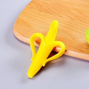 Infant Baby Teether Toy Silicone Banana Corn Baby Teethers Toy Soothing Teething Pacifier Chew Infant Oral Tooth Brush 7-9Months