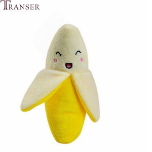 Transer Pet Supply 1pc Plush Banana Shape Dog Squeak Sound Toys Fruit Interactive Cat Dog Toy 80406