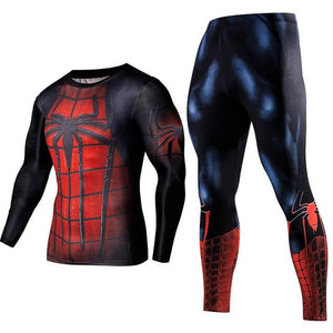 Men's Compression GYM training Clothes Suits workout Superman jogging Sportswear Fitness Dry Fit Tracksuit Tights 2pcs / sets